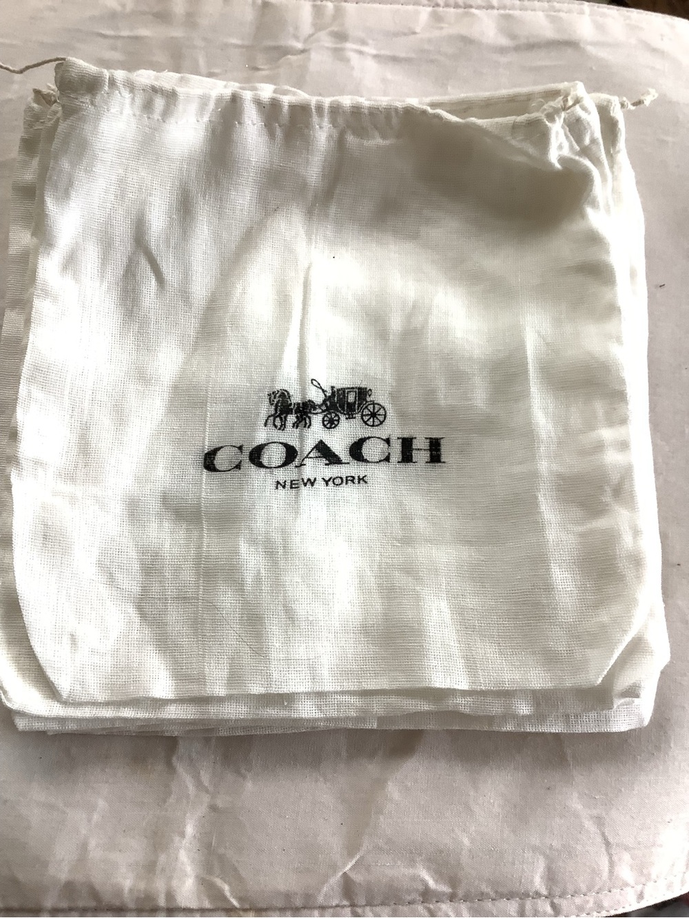 Coach 6 pc ivory Linen  Drawstring Dust Bag with Logo 8”x7”